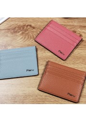 Slim Ultra-thin Wallet PU Leather Bank Credit Card Holder Short Coin Purse Black Oil Edge Card Bag Lychee Pattern Cash Clip