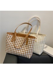 MBTI Fashion Plaid Women Shoulder Bag Classic Casual Tote Korean Tote Bag Elegant Femme Main Brief Vintage Bolso Mujer