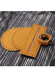 4pcs/set Bag Bottom Shaper Base Round Artificial Leather Wallet Insert Strap Zipper for DIY Sewing Crochet Handbag