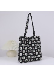 Women Canvas Shoulder Bag Large Capacity Fashion Handbag Casual Flower Daily Book Shopping Bag Bag for Girls Handbag 2022