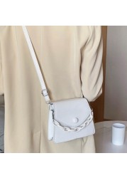 Solid Color Thick Chain Small PU Leather Crossbody Bags For Women 2022 Hit Summer Shoulder Cross Body Bag Ladies Handbags