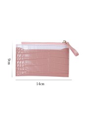 Women's Crocodile Pattern Wallet Small Coin Purse Multiple Card Slot Card Holder Organizer Ladies Casual Clutch Phone Bag