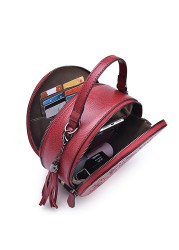 Fashion Design Women Round Bag Leather Brand Women's Circular Crossbody Shoulder Messenger Bag Ladies Purse Female Bolsa Handbag