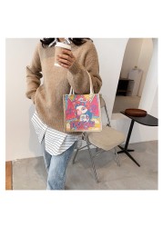 Women's Bag Canvas Bag Peking Opera Personality Creative Handbag Chinese Style Net Red Bento Tote Bag Women Bag Canvas Bag