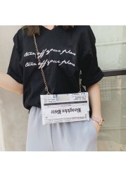 MBTI Newspaper Print Shoulder Bag Fashion Woman Individual Envelope Bolso Mujer Y2k Harajuku Vintage Ladies Crossbody Bags