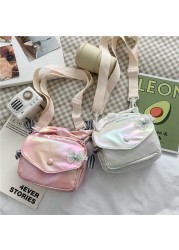 MBTI كاندي اللون الإناث حقيبة كتف موضة 2022 الليزر Crossbody حقيبة ساعي اليابانية Kawaii الطلاب الدانتيل فراشة أكياس