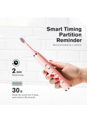 Newest Sonic Electric Toothbrush For Adult Kids Smart Timer Rechargeable Whitening Toothbrush IPX7 Waterproof 4 Brush Head