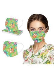 10pcs disposable face mask for women flower pattern elegant design 3-layer mask ear cover bandage masks mascarillas