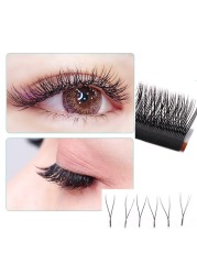 High quality 12 lines 100% handmade YY type cilia silk eyelashes custom private logo dark matte eyelash extension for makeup