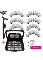 LIKOFO Magnetic Eyelashes with 5 Magnets Natural Handmade 3D/6D False Eyelashes Acrylic Box Long False Eyelashes Cosmetics for Gift