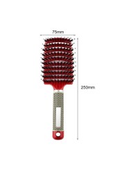 Women Men Hair Scalp Massage Bristle Comb & Nylon Brush Wet Curly Detangling Hair Brush for Salon Hairdressing Styling Tools