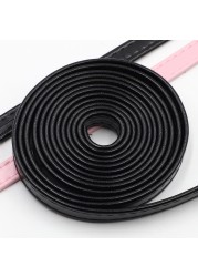 Women's PU Leather Band, Jewelry Accessories, Soft Leather Rope, Black, White, Pink, Three Colors, 1.2cm * 3m