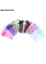 100pcs/lot Organza Jewelry Bag Tulle Drawstring Bag Jewelry Display Packaging Jewelry Pouches Wedding Gift Jewelry Display