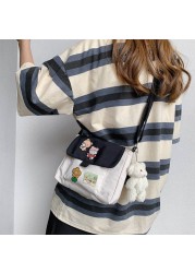 Shopping Bags Women Sweet Kawaii Printed Canvas Leisure Daily Crossbody Shopping Bag Purse New