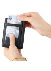 Slim rfid blocking leather wallet credit id card holder money purse for men women fashion bag