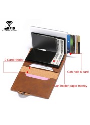 DIENQI - Leather Anti-theft Card Holder for Men and Women, Anti-magnetic, Credit Cards, Simple Wallet, Pocket Case