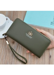 Wallet Women Long Fashion Coin Purse Zipper Large Capacity Lychee Pattern Paper Wallet Clutch Bag Phone Pocket Card Holder