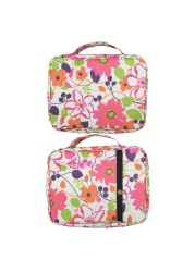 Portable Canvas Bible Cover Floral Pattern Handbag with Handle & Zippered Pocket Tote Book Holder Waterproof Cover