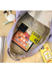 SEETIC Fashion Women School Bags Solid Color Famale Backpack Waterproof Nylon Student Backpack Women Casual School Bag