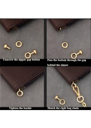 2pcs/set Pure Copper Bag Zipper Conversion Buckles Accessories DIY Handbag Repair Kit Replacement Chain Buckle Tuning Hardware Parts