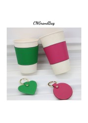 Saffiano Colorful Leather Cup Holder Personalized Original, Non-Slip, Roll-up Drinkware Mug