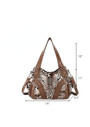 Fashion Retro Leopard Hobos Women Handbag Casual Soft PU Waterproof Large Capacity Zipper Crossbody Shoulder Bag For Female