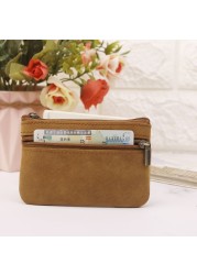 Cowhide Slim Coin Purse Women Coin Purse Men Zipper Around Wallet Card Holder