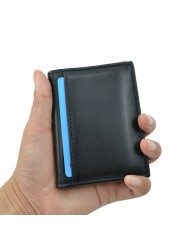 GENODERN Black Genuine Leather Card Case Credit Card Holders Wallet First Cowhide Card Holders Gift for Man