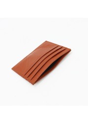 Free Custom Leather Card Case 100% Cowhide Credit Card Holder Mini Wallet Men Women Pocket Card Wallet With 6 Card Slots