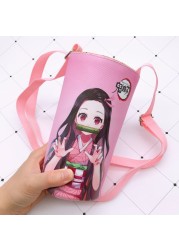 Devil Blade Cartoon Anime Peripheral PU Cup Cover Demon Slayer Kimetsu no Yaiba Kamado Nezuko Student Children Kids Kettle Bag