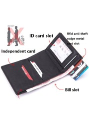 Cizicoco - Men's Rfid Leather Wallet Classic Card Holder Zipper Wallet Large Brand Luxury Wallet