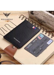 WilliamPolo - Genuine Leather Small Wallet for Men, Slim Men's Wallet, Luxury Brand, Card Clip, Slim Leather Wallet, Retro Short Wallet