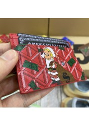 Original Holifend Luxury Brand Pink Design Christmas Gift Genuine Leather Card Case Credit ID Card Holder Small Wallet Men Women