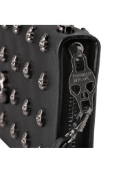 2021 Hot Sale Women Wallets Metal Skull Wallet Card Wallet Leather Cuff Purse Handbags For Women