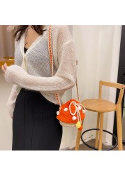 Women's Shoulder Bag Women Fashion Knit Mushroom Hit Color Shoulder Bag Female Crossbody Bags Casual Small Purse