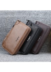 2021 new men wallets large capacity cell phone pocket double zipper small bag male traffic card business