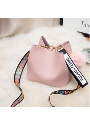 Women Buckets Bag With Colorful Strap Shoulder Bag PU Leather Shoulder Bags Brand Designer Ladies Camouflage Messenger Bags