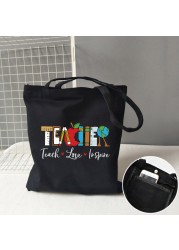 Teacher life rainbow small cotton bag teacher canvas bag graduation gifts tote big teachers appreciation or year-end gift