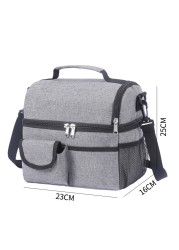 2 Layer Waterproof Lunch Bag Leakproof Thermal Fresh Cooler Thermal Picnic Food Fruit Bag Insulated Lunch Bag For Men Women