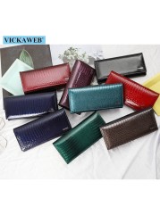 Women's Genuine Leather Magnetic Clip Wallet Fashion Long Wallet Card Holder Free Gift