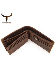 COWATHER - Genuine cowhide leather men's wallet, high quality, paste, dollar price, carteira masculina, original brand, 100%