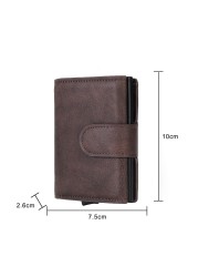 DIENQI - Leather & Leather Business Card Holder for Men with Rfid Lock, Pocket Case, Smart Wallet