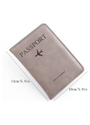 Unisex Passport Cover Letter Print Protctor Case Women Men PU Leather Travel Credit Card Holder Passport Organizer Wallet