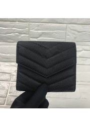 2021 Ladies Wallet Fashion Leather Short High Quality Card Case Classic Ladies Wallet Buckle Brand Ladies High-end Particle Wall