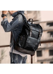 Men's Large Leather Anti-theft Travel Laptop Backpacks Black Men Backpack Boy Large Capacity School Male Business Shoulder Bag