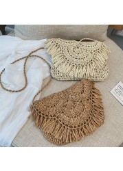 Summer straw bags for women 2021 tassel handmade beach bags raffia rattan woven handbags female holiday crossbody bags clutch