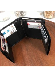 Genuine Leather Men Wallets Credit Card Wallet Casual Card Holder Horse Small Wallets Vintage Cowhide Purses Money Clip Gift Zipper Part