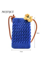 Knit Hand Hit Color Crossbody Autumn Winter Shoulder Bag Hit Color Phone Mini Crossbody Bags With Flower