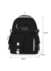 Large Capacity Backpacks Women Contrast Color Design Canvas Bags Students Travel Shopping Bags Handbags