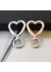 2pcs Bag Accessories Luggage Clasps Handle Heart Shape Lobster Buckle Metal Swivel Clips Snap Hooks Key Rings